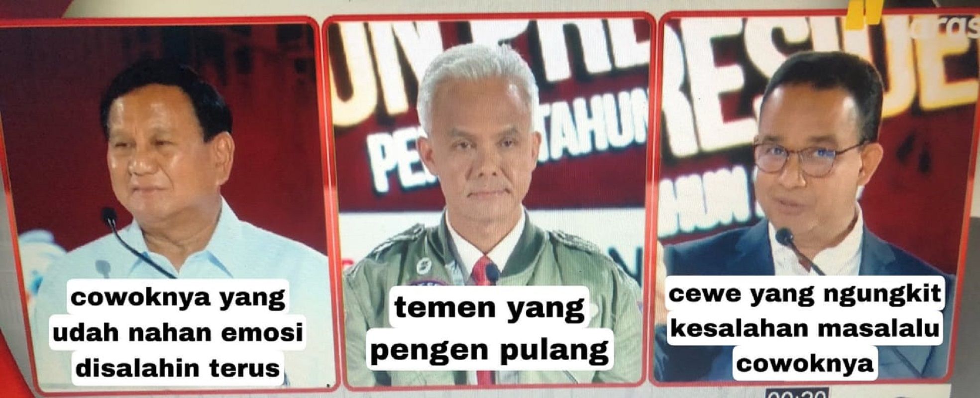 Gambar meme lucu dan jokes debat Capres Prabowo Subianto, Anies Baswedan, Ganjar Pranowo ala warga Twitter dan TikTok yang membuatmu ngakak 