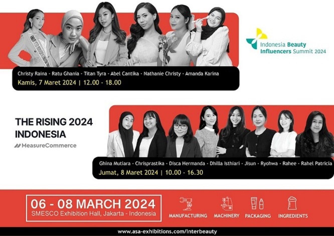 Pameran Interbeauty Indonesia pada 6 – 8 Maret 2024 pukul 10.00 – 18.00 WIB di SMESCO Exhibition Hall, Jakarta Selatan. Sumber: ASA Exhibitions