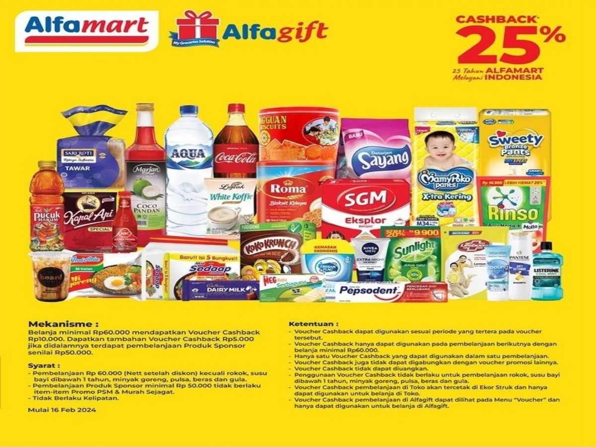 Promo Alfamart, Cashback 25 persen. /Instagram @alfamart