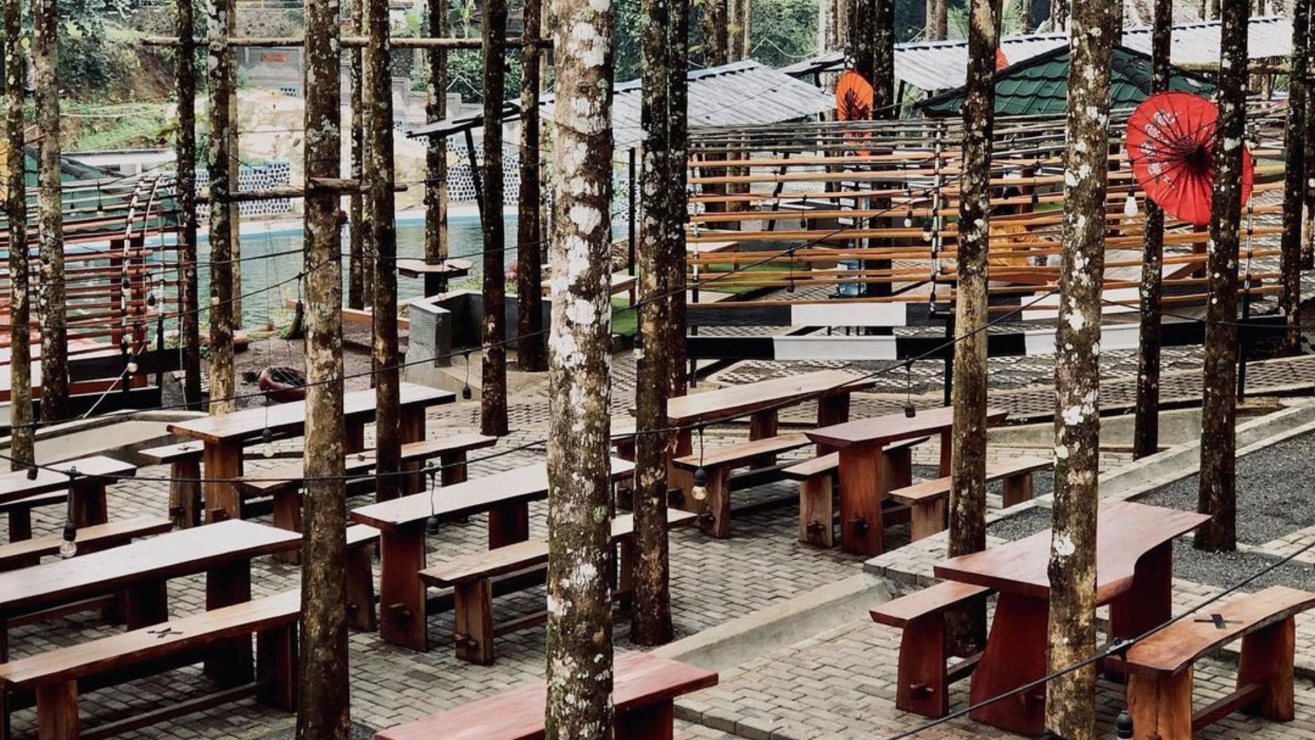 Kopi Djati mengusung tema ngopi outdoor di tengah rerimbunan pohon jati. / Instagram/ kopidjati_