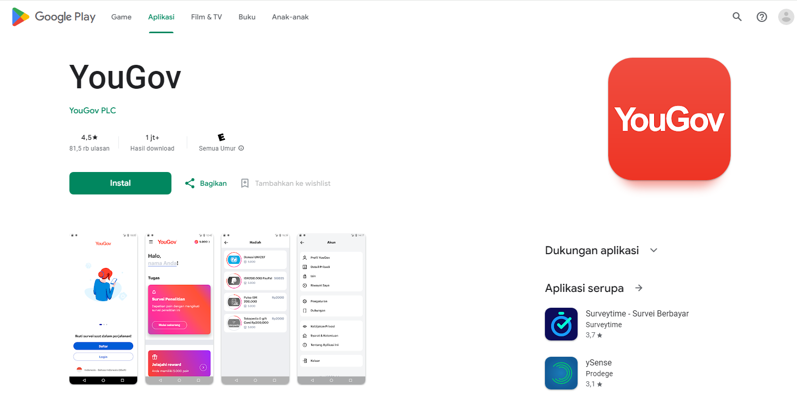 YouGov, aplikasi penghasil uang langsung ke saldo DANA
