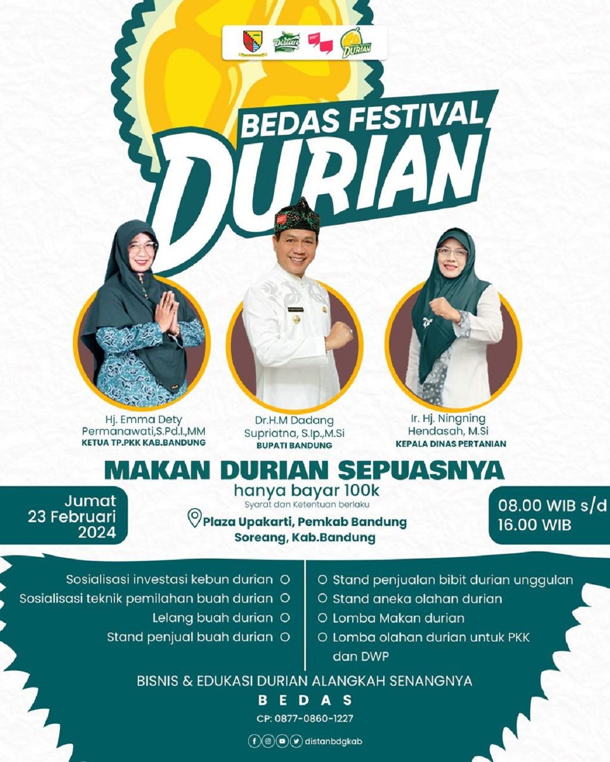 BEDAS Festival Durian Kabupaten Bandung, yuk makan si Raja Buah sepuasnya./ Diskominfo 