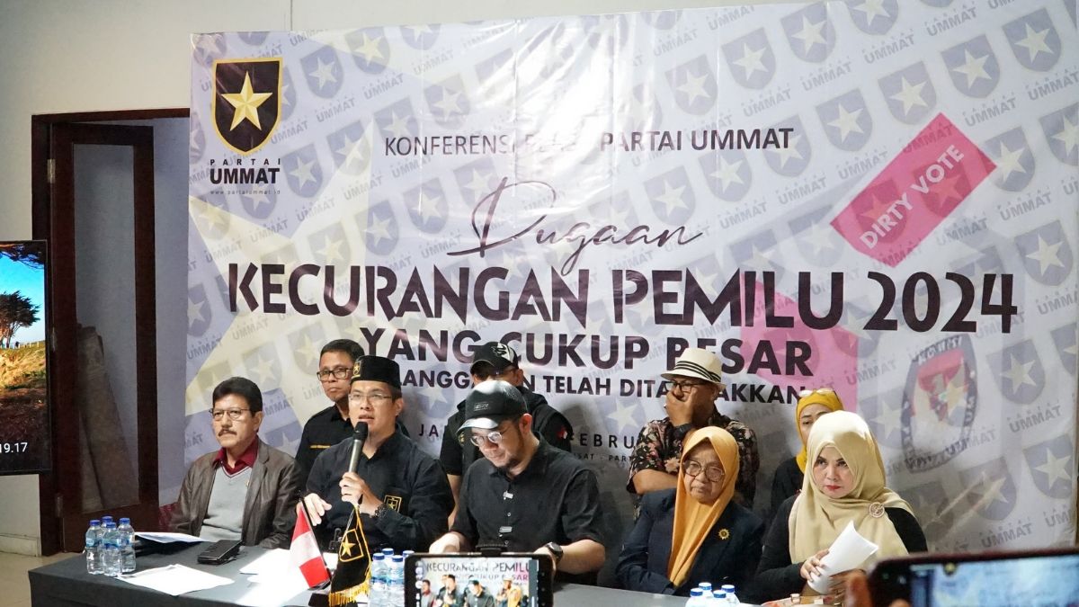 Konferensi pers Partai Ummat di Kantor DPP Partai Ummat, Tebet Timur, Jakarta Selatan pada Kamis (22/2/2024).