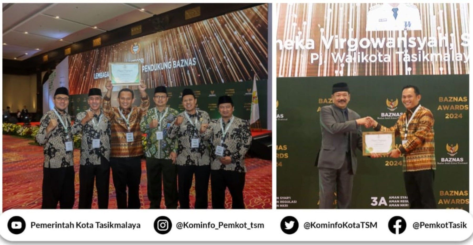 Cheka Virgowansyah Terima Penghargaan Kepala Daerah Pendukung Pengelolaan Zakat Terbaik 'Baznas Awards 2024. / website resmi/ portal.tasikmalayakota.go.id