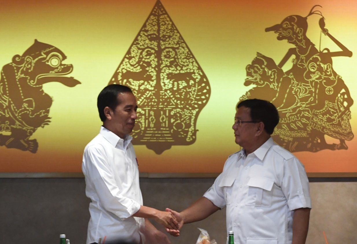 Presiden Jokowi dan Prabowo Subianto pada 2019.