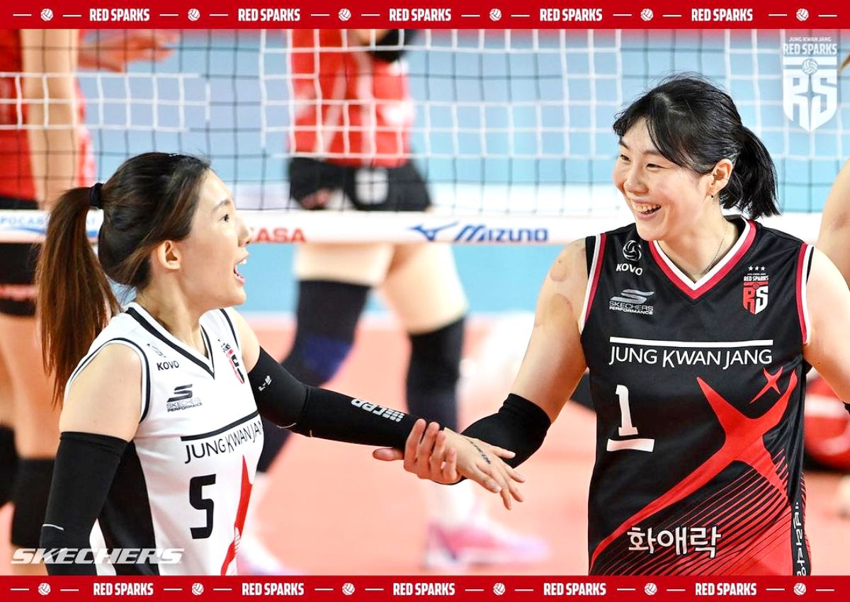 Lee So Young dan Noh Ran pemain voli Red Sparks di Korean V-league (Liga Voli Korea)