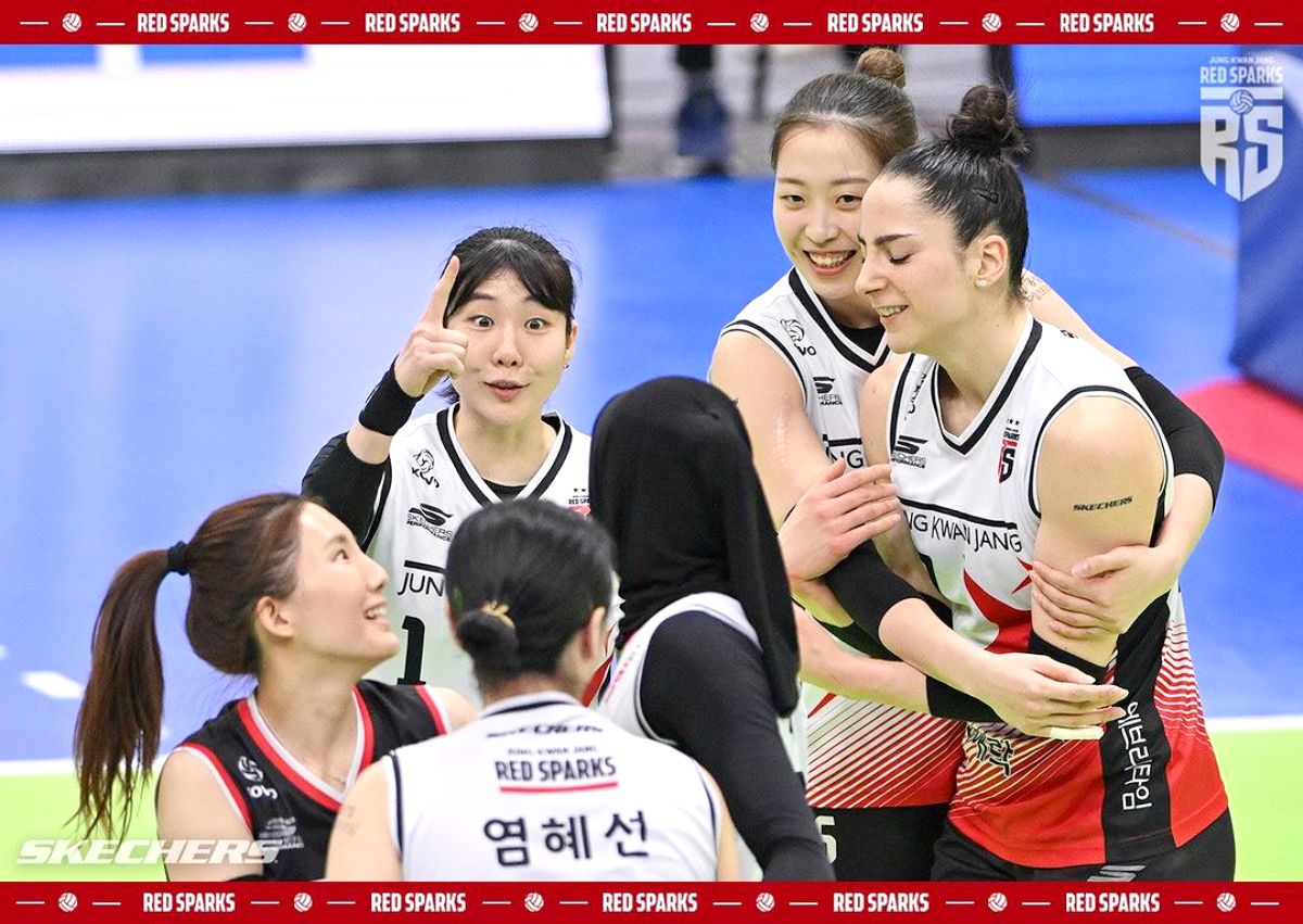 Tim voli putri Red Sparks di Liga Voli Korea Selatan.