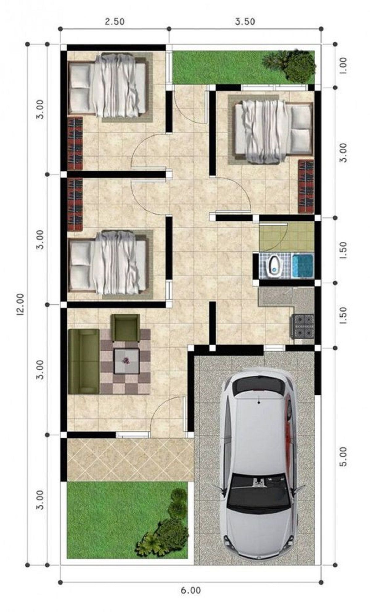 Desain Rumah Minimalis 3 Kamar Konsep Ruangan Berhadapan/mitra10