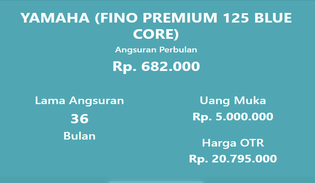 Simulasi Kredit Motor Yamaha Fino Premium 125 Maret 2024.