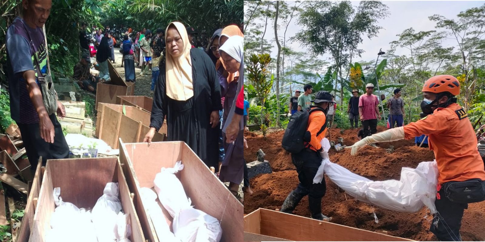 Keluarga pemilik makam ikut menyaksikan evakuasi jenazah-jenazah yang dipindahkan