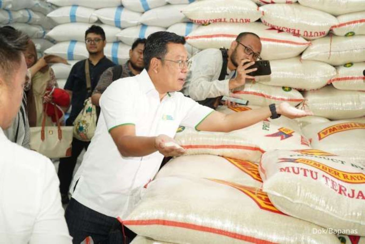 Kepala NFA, Arief Prasetyo Adi, saat meninjau kondisi beras di pasar