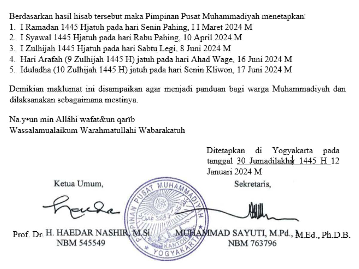 maklumat PP Muhammadiyah