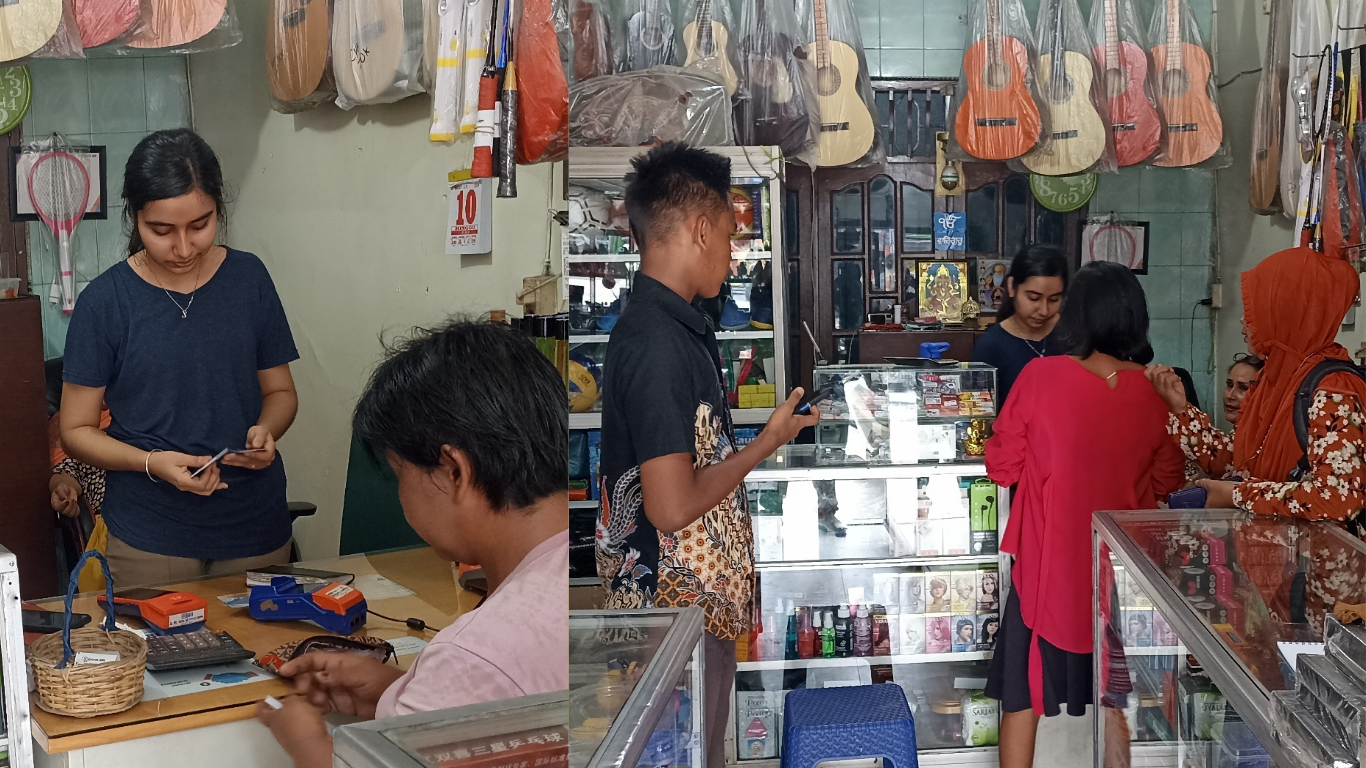 Masyarakat melakukan transaksi di Brilink Ganesha Sport di kawasan Patumbak dengan pelayanan yang ramah 