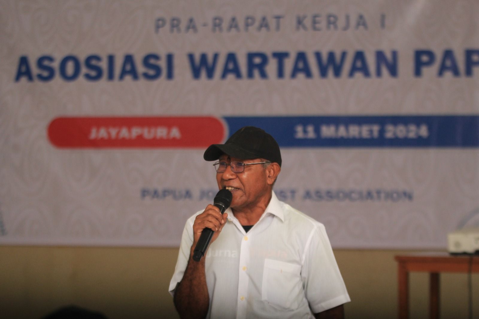 Ketua Panitia pra Raker 1 Asosiasi Wartawan Papua, Tahun 2024. Kristian Ansaka /Gusti Tanati 