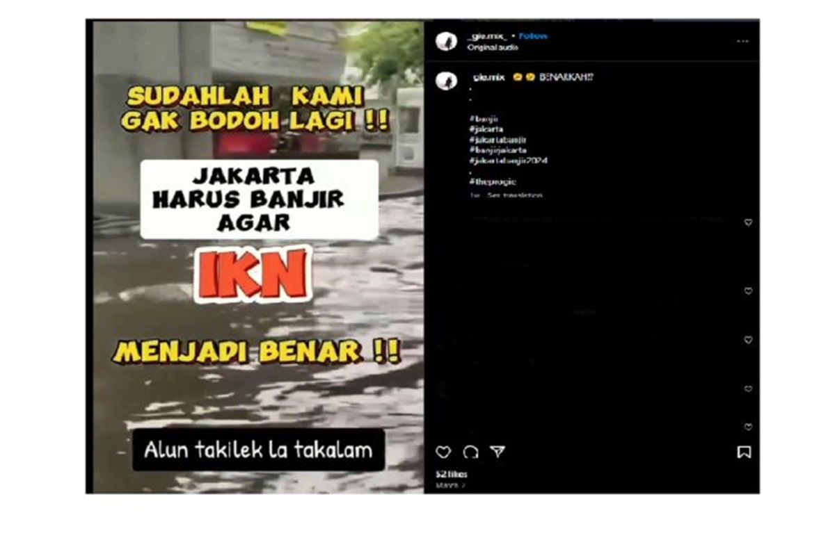 Hoaks Jakarta sengaja dibuat banjir agar masyarakat mendukung IKN.