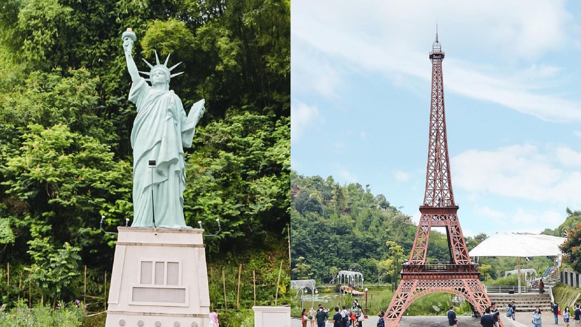 Patung Liberty dan Menara Eiffel di World of Wonders Sarae Hills./ Instagram/ @bdg society