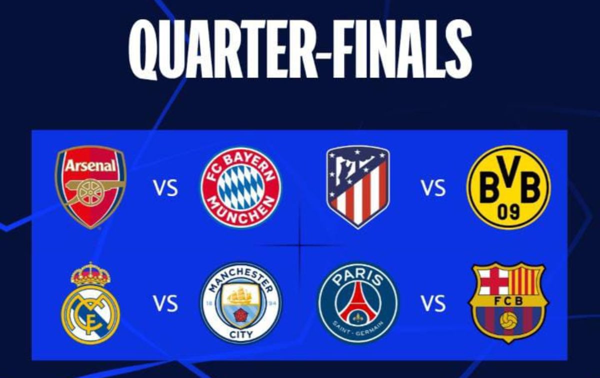 Hasil drawing babak 8 besar atau perempat final Liga Champions 2023-2024.//