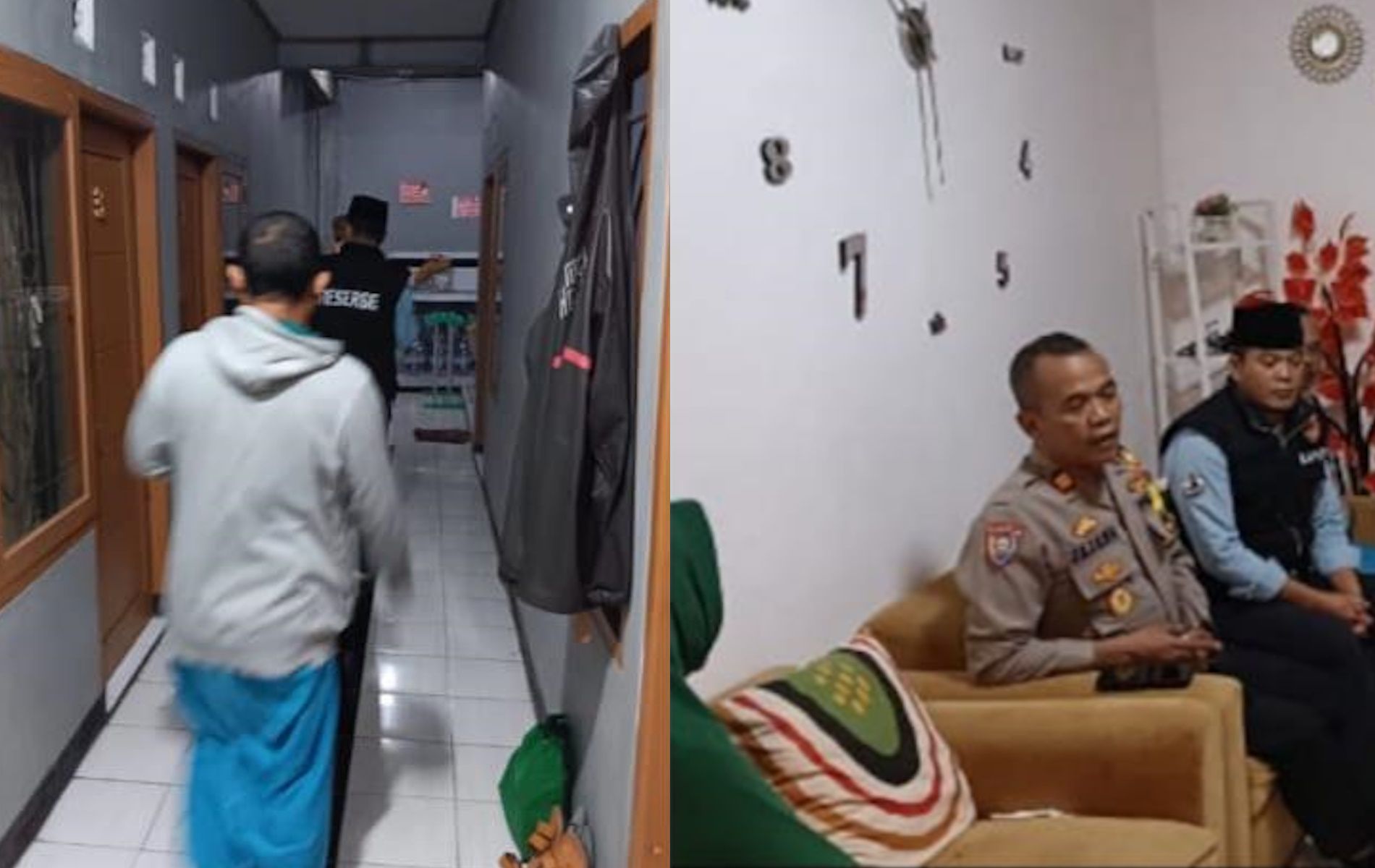 Polisi mengecek sebuah indekos di wilayah Desa Sukamantri, Kecamatan Tamansari, Kabupaten Bogor, Jawa Barat pada Jumat (15/3/2024). Indekos tersebut diduga dijadikan tempat prostitusi.