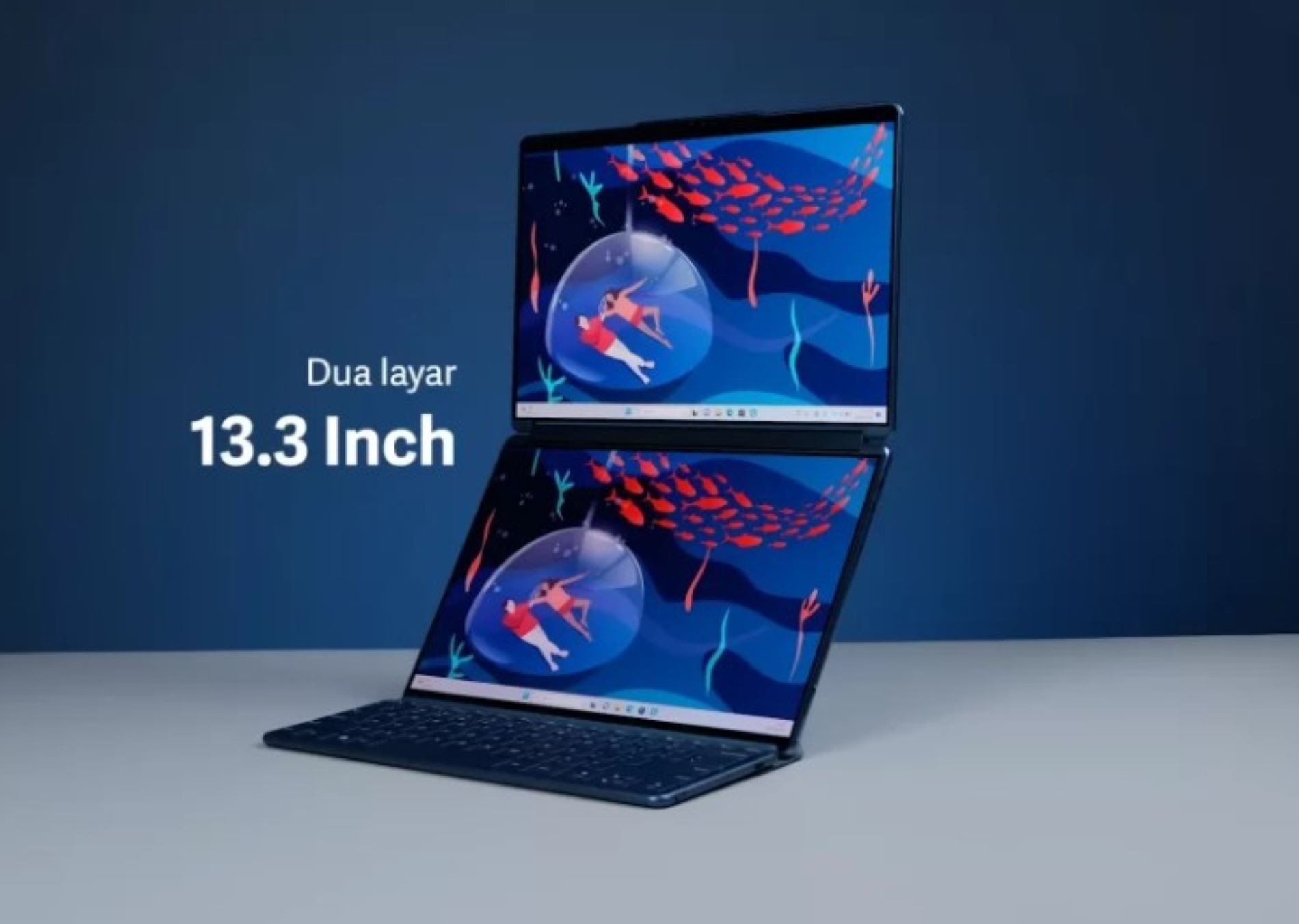 Lenovo Yoga Book i9 dengan dua layar masing-masing lebar 13,3 inci