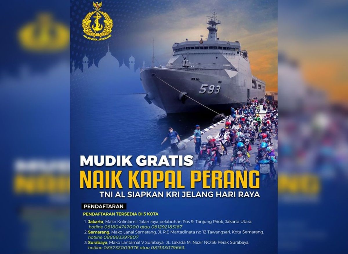 Mudik gratis naik kapal perang TNI AL