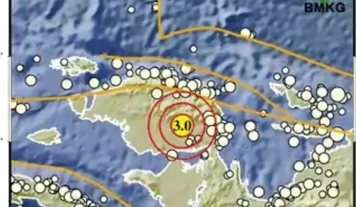 Tangkapan layar lokasi gempa bumi susulan yang terjadi di Teluk Bintuni Papua Barat.
