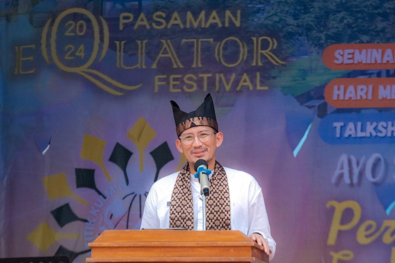 Menparekraf Sandiaga Salahuddin Uno, saat menghadiri kegiatan Pasaman Equator Festival 2024, di Kecamatan Bonjol Kabupaten Pasaman, Sumatera Barat, Sabtu 23 Maret 2024
