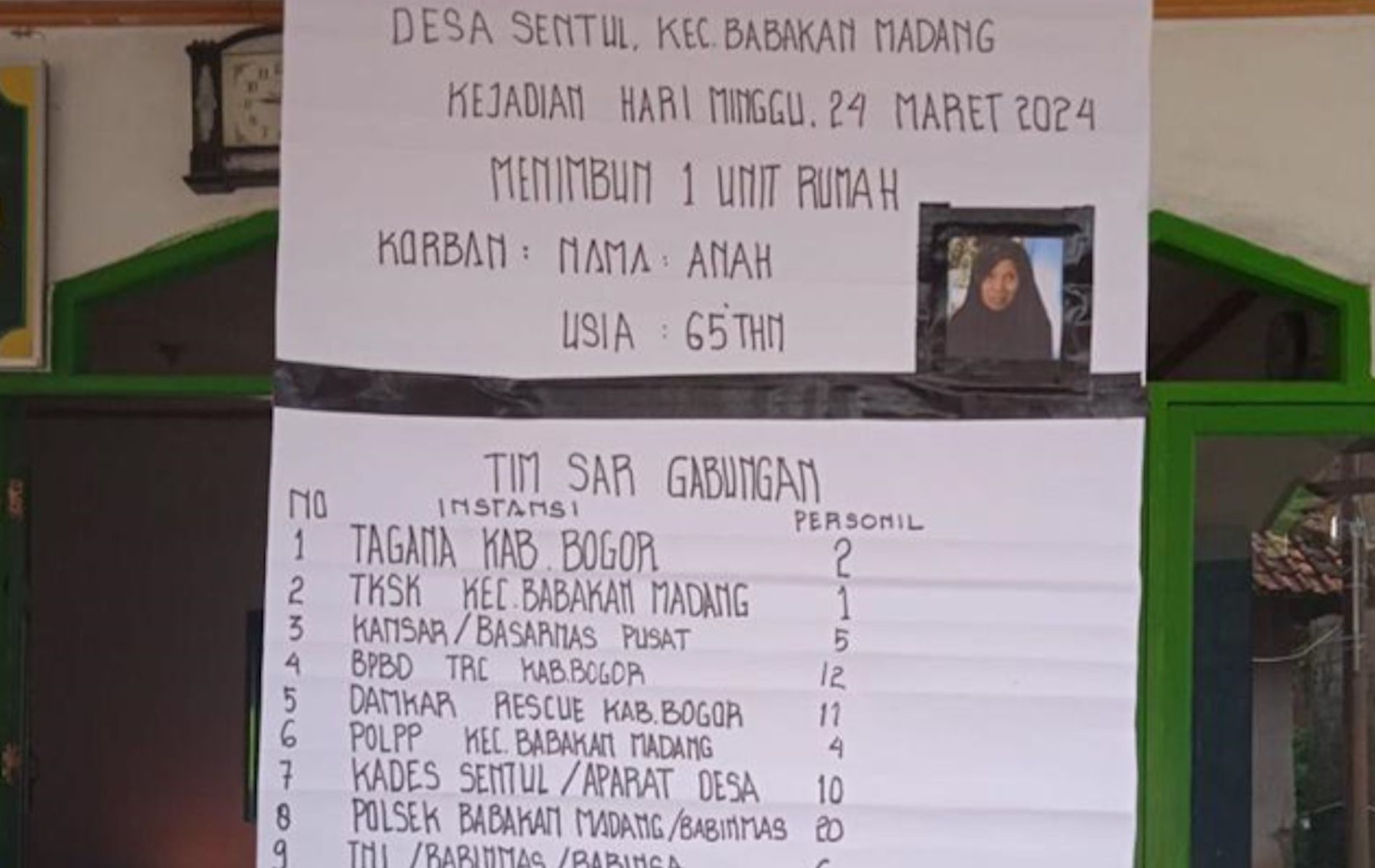 Anah (65) korban tertimbun longsor di Sentul, Bogor.