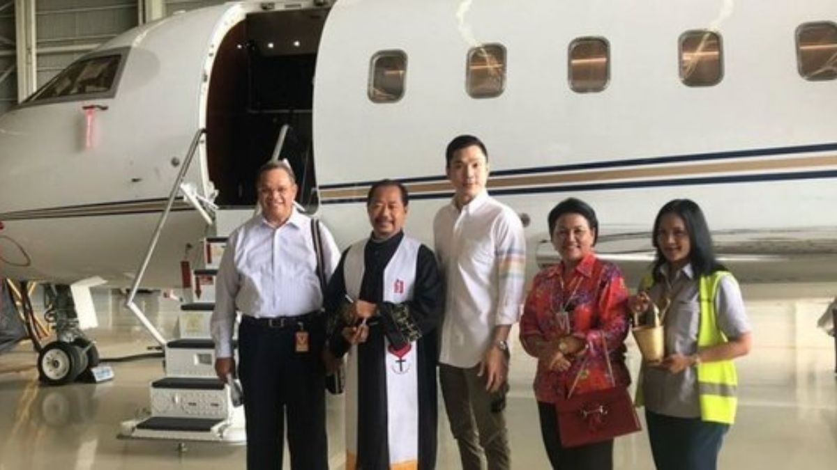 Momen jet pribadi Harvey Moeis mendarat di Bandara Halim Perdana Kusuma pada 2019.