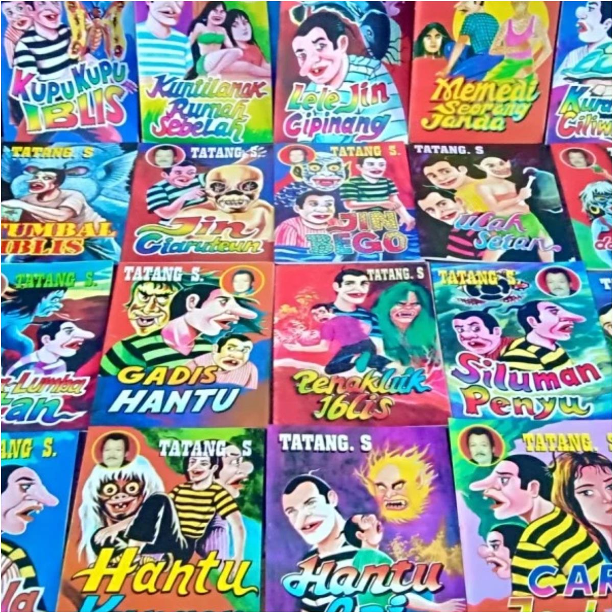 Sejumlah sampul komik Tatang S yang bergenre horor dan komedi.