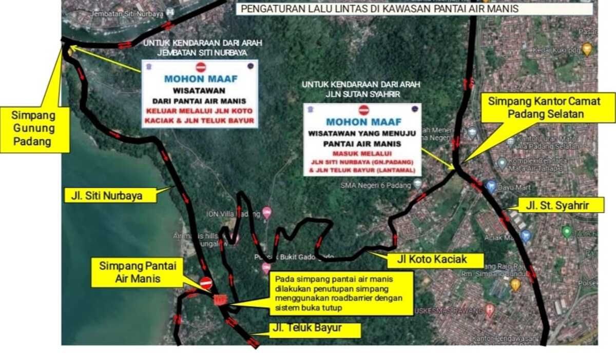 Dinas Perhubungan Kota Padang bersama Satlantas Polresta Padang mengeluarkan manajemen dan rekayasa lalu lintas (MRLL) ke objek wisata Pantai Air Manis/Marawatalk/IST