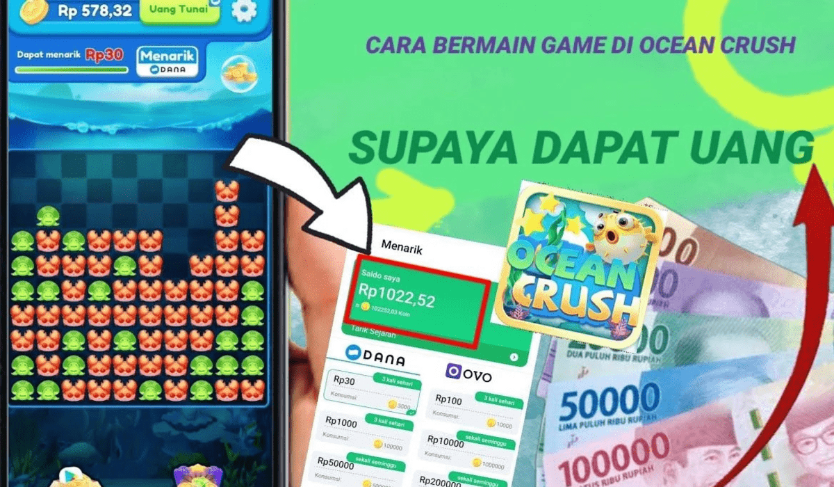 Ocean Crush, game penghasil uang dengan saldo DANA gratis