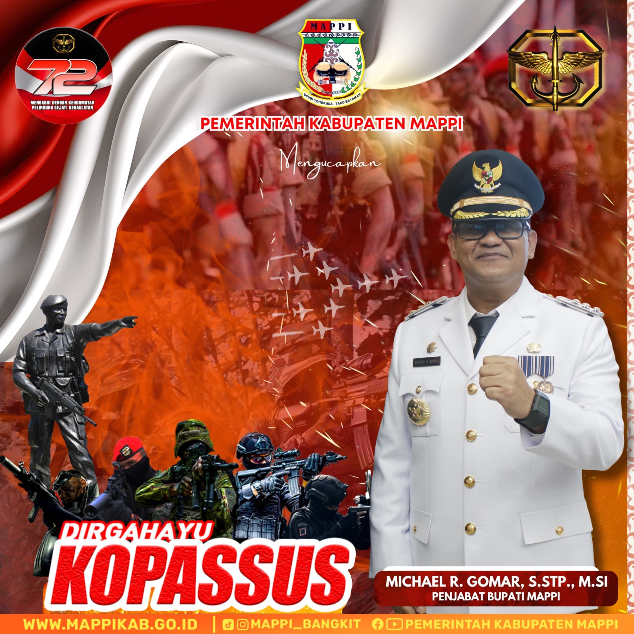 Pemerintah Kabupaten Mappi Sampaikan Selamat Hari Jadi Kopassus Indonesia.