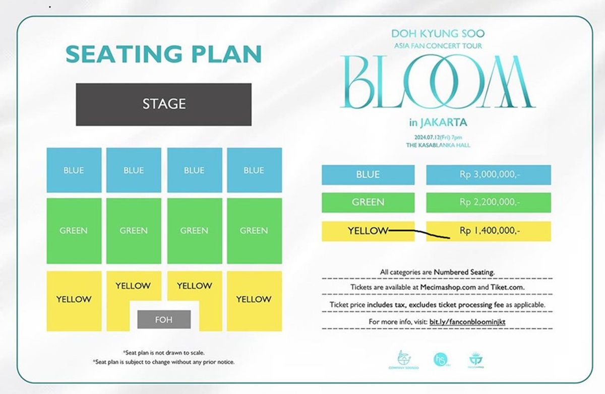 Seat plan Asian Fancon D.O EXO di Jakarta, 12 Juli 2024.