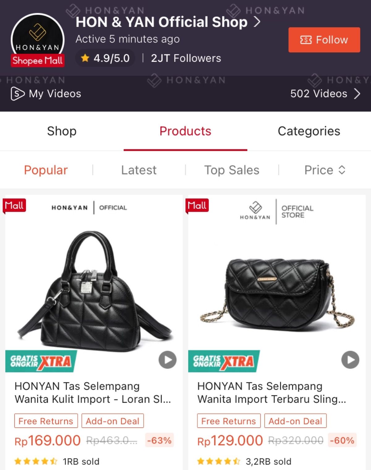 Hon & Yan Official Shop di Shopee Mall