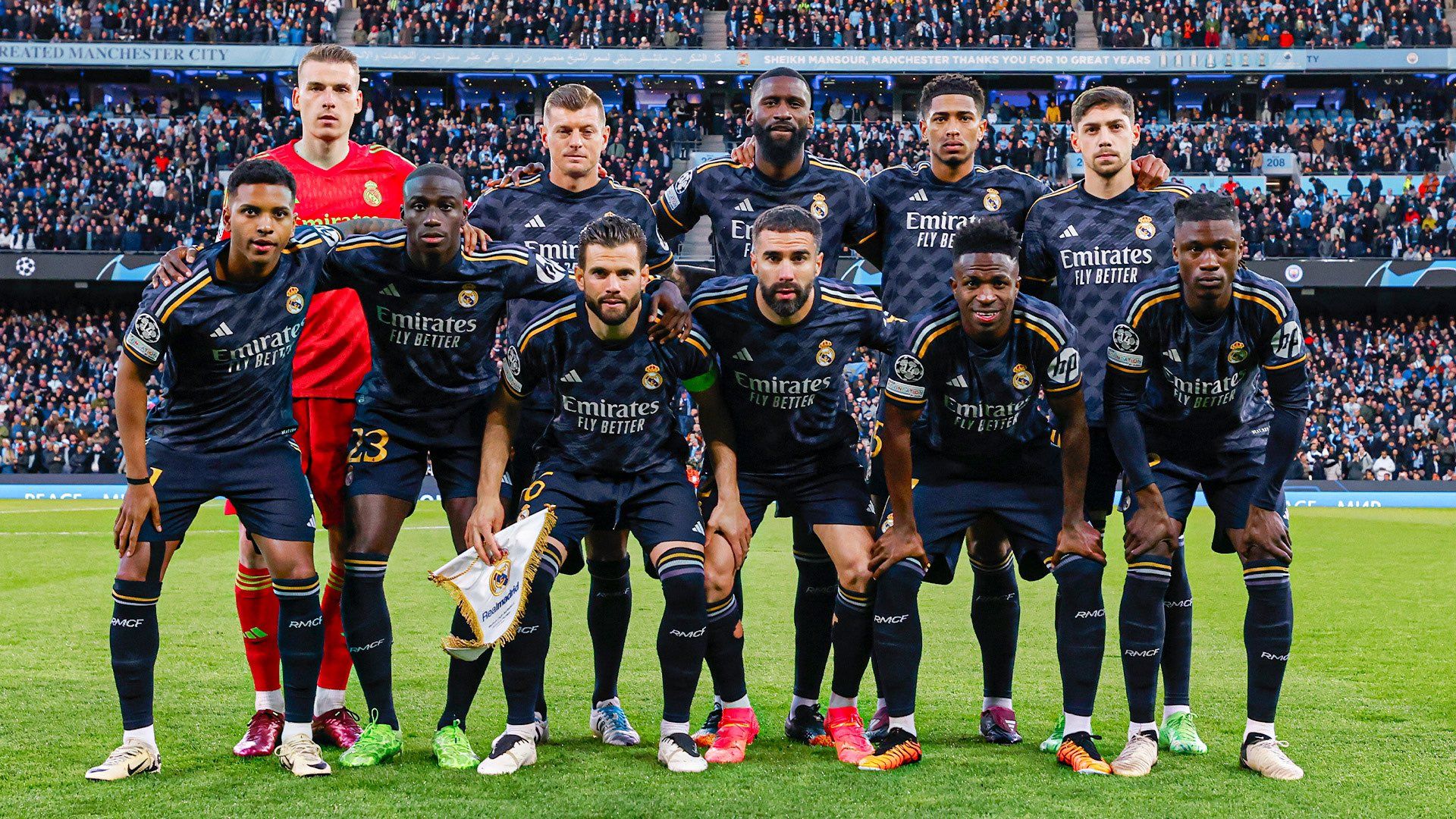Skuad Real Madrid saat menghadapi Manchester City pada leg kedua babak perempat final Liga Champions Eropa 2023/2024.