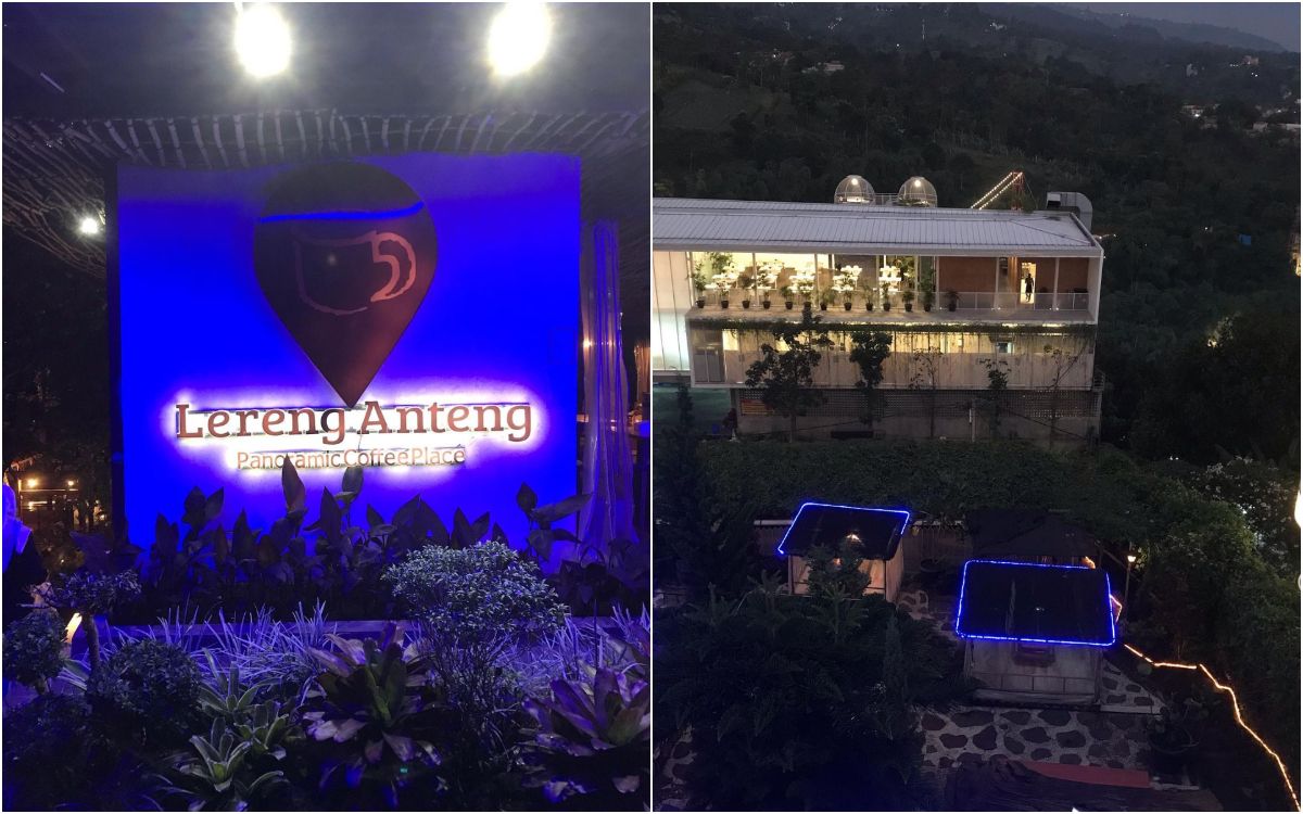 pemandangan indah malam hari dari Lereng Anteng Panoramic Coffee Place bandung
