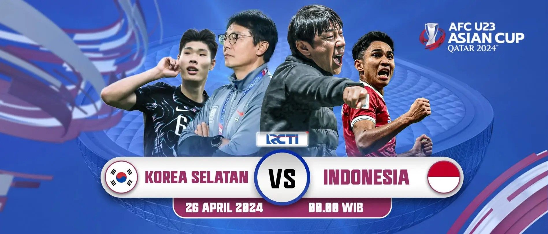 Laga Timnas Indonesia U-23 vs Korea Selatan disiarkan secara langsung di RCTI dan K-Vision. /Tangkapan Layar Website RCTI