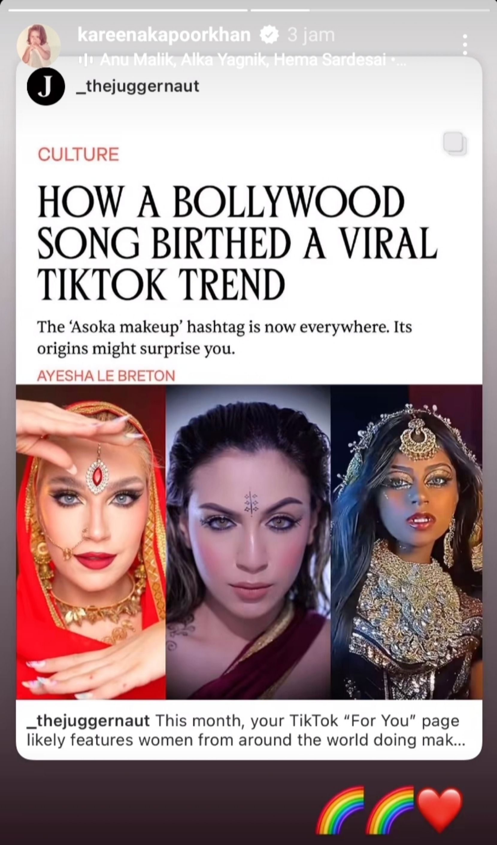 Kareena Kapoor unggah tangkapan layar TikTok make up Asoka Farra Jaidi