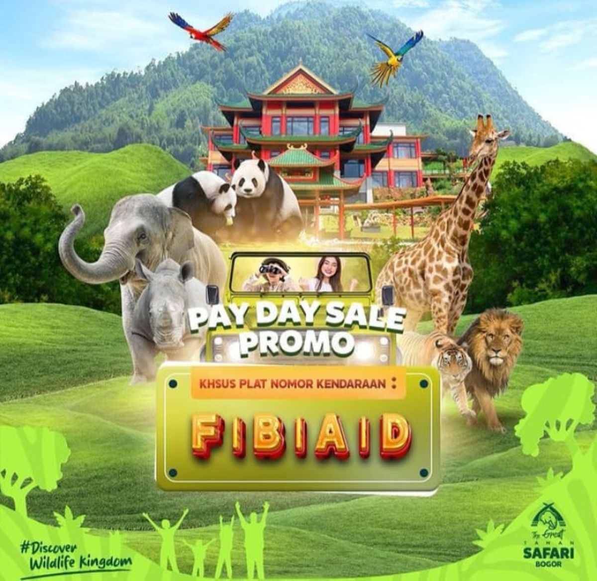 Taman Safari Bogor menjelang akhir April 2024 adakan promo Pay Day Sale khusus pengunjung dengan kendaraan Plat F,B,A dan D 