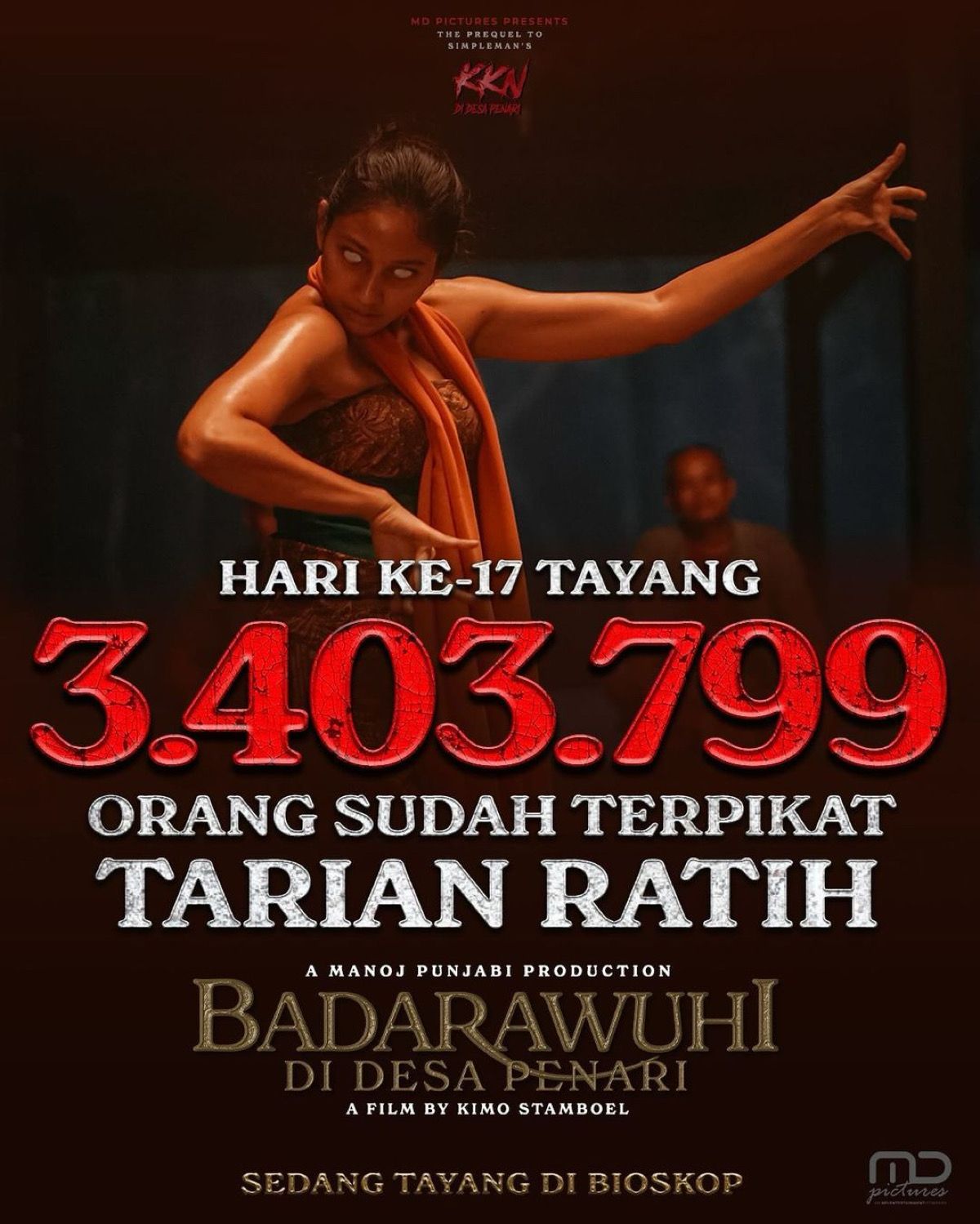 Perolehan jumlah penonton film Badarawuhi di Desa Penari hari ke-17