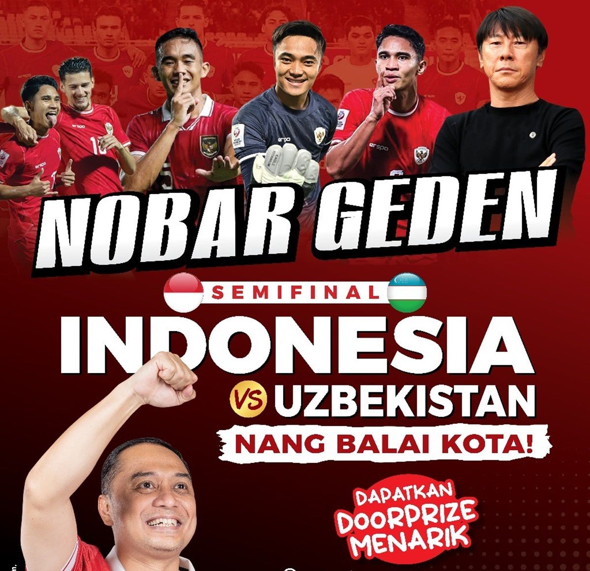 Nobar Timnas Indonesia vs Uzbekistan di Balai Kota Surabaya