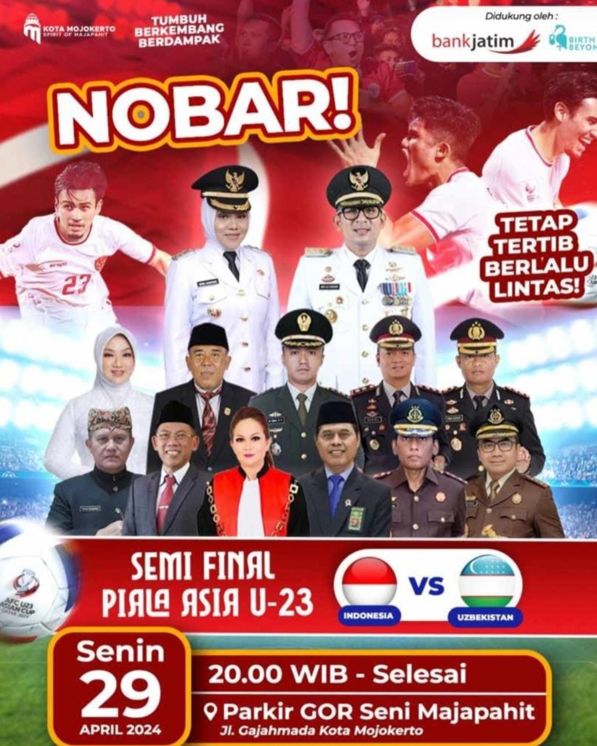 Gambar meme poster pejabat nGambar meme nobar Indonesia vs Uzbekistan U23 Semifinal Piala Asia U23 2024.