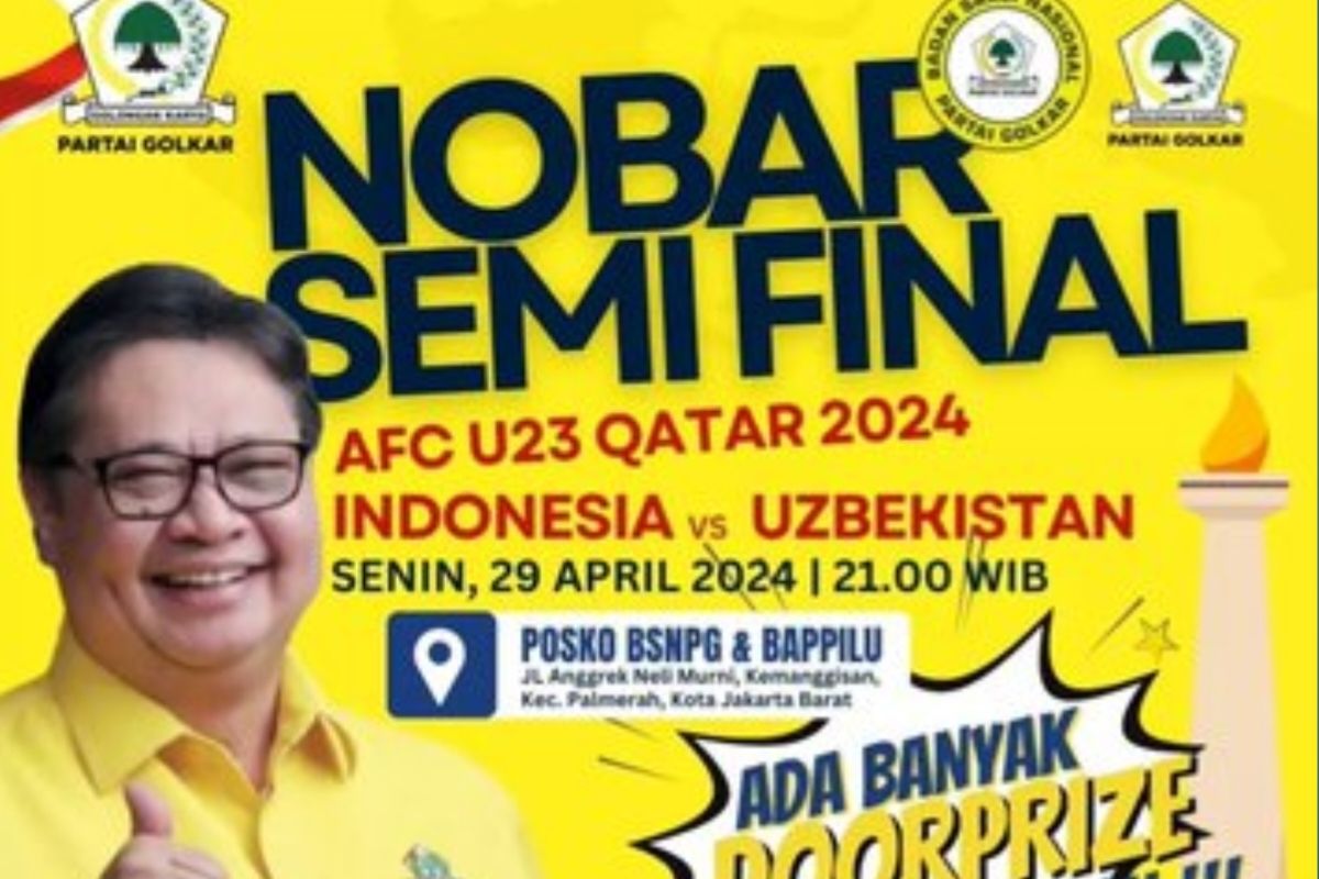 Gambar meme poster pejabat nGambar meme nobar Indonesia vs Uzbekistan U23 Semifinal Piala Asia U23 2024.
