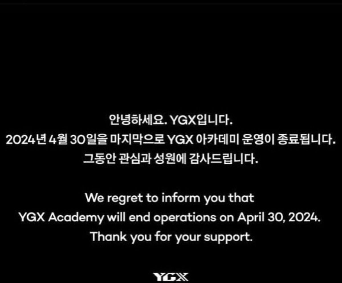 Pengumuman YGX berhenti beroperasi