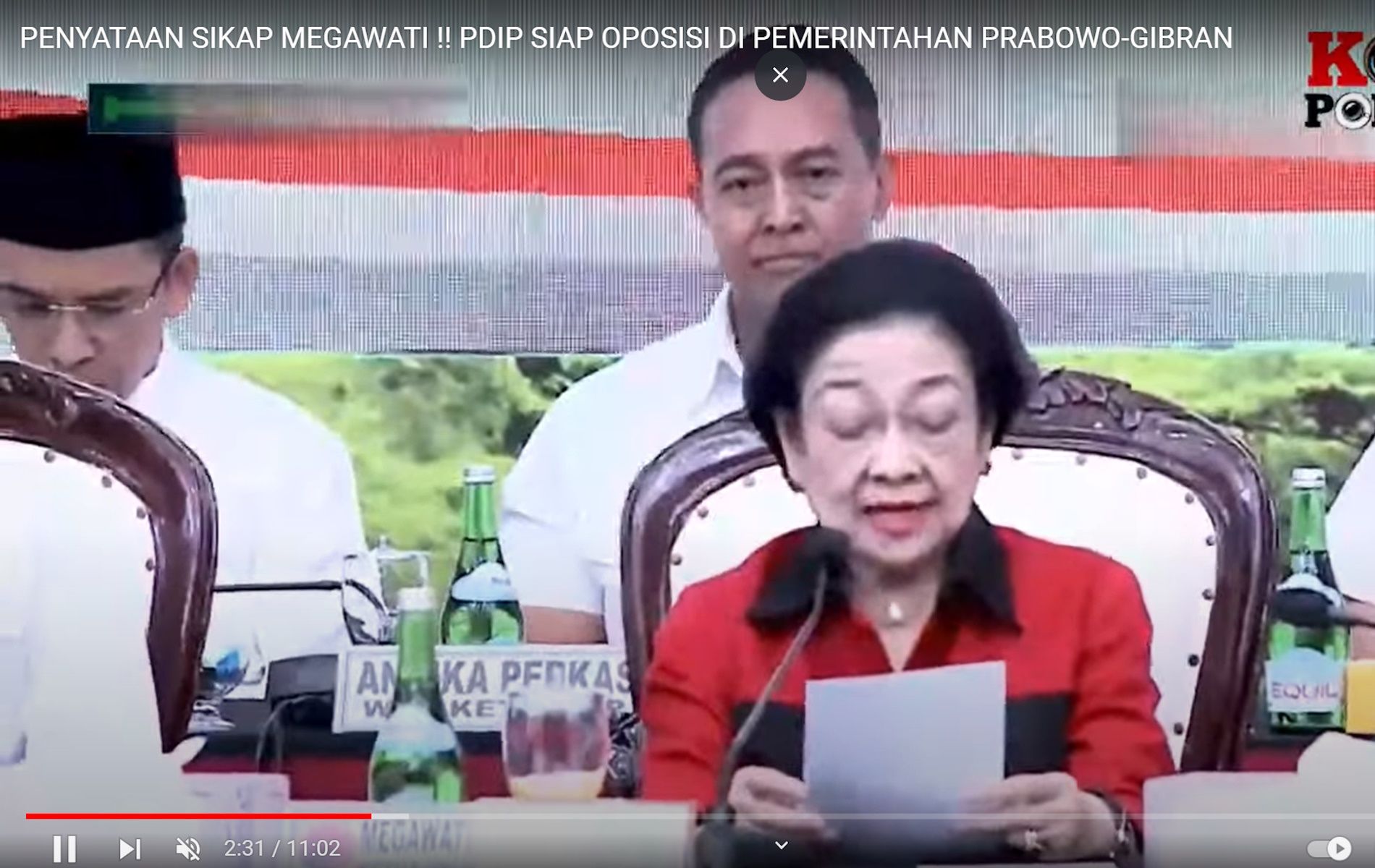 PDIP dinarasikan dalam sebuah video YouTube akan menjadi oposisi pemerintahan Prabowo-Gibran.