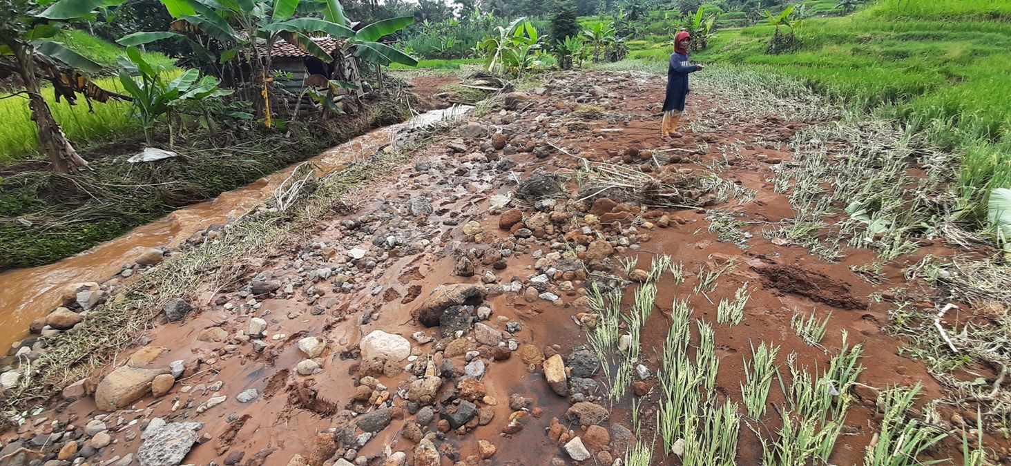 Banjir yang melanda Kampung Cihanjuang, Desa Mandalasari, Kecamatan Cikalongwetan, KBB, diduga diakibatkan proyek kereta cepat.