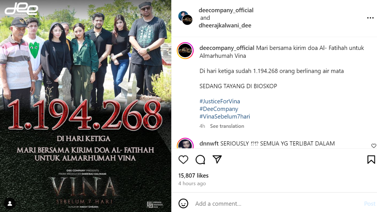 Tembus 1 Juta Penonton, Vina Sebelum 7 Hari Menjadi Film Ke-7 Box Office Indonesia 2024