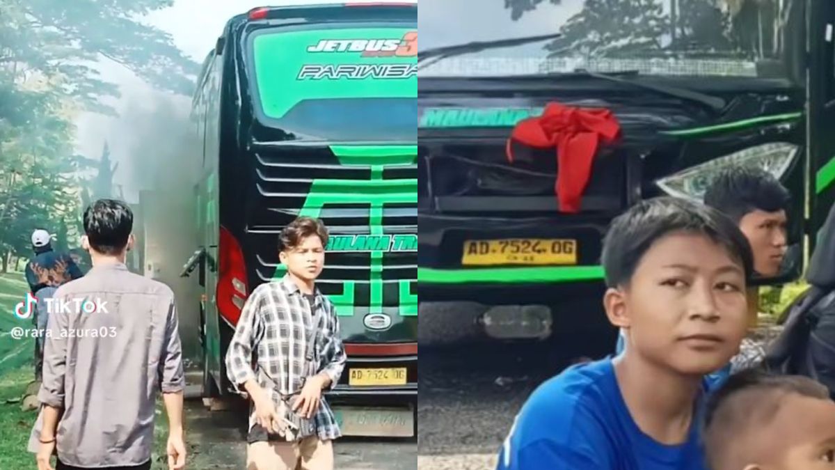 Penampakan video yang menunjukan jika bus Trans Putra Fajar kecelakaan maut di Subang pernah terbakar sebelumnya 