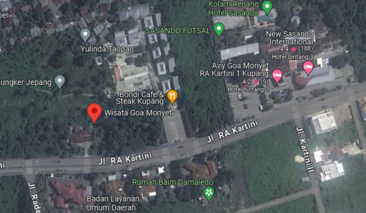 Peta lokasi Gua Monyet Kelapa Lima, Kota Kupang, NTT.//