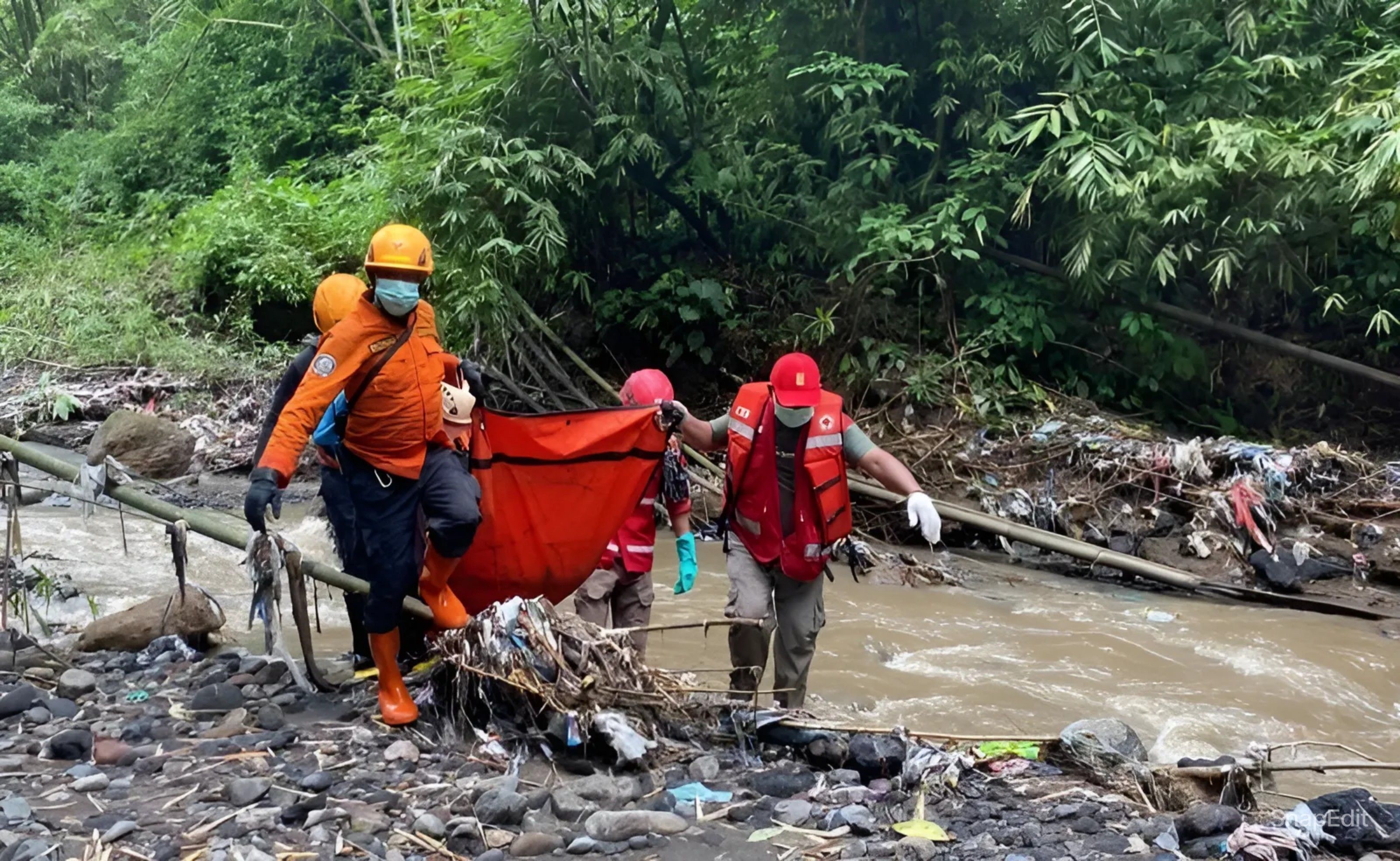 Tim SAR gabungan berhasil menemukan satu orang korban terakhir akibat terseret banjir lahar dingin Gunung Marapi di Kabupaten Agam, Sumatera Barat. Foto: Istimewa